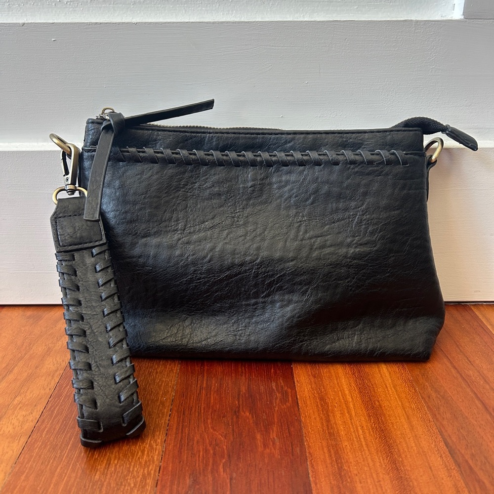 Joy Susan Black Oakley Whipstitch Clutch and Crossbody - Picture 8 of 12